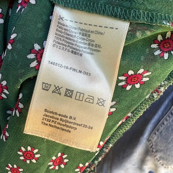 Scotch & Soda The Peaks Green Floral Napoleon Collar Blouse Shirt Size XS - Picture 3 of 8